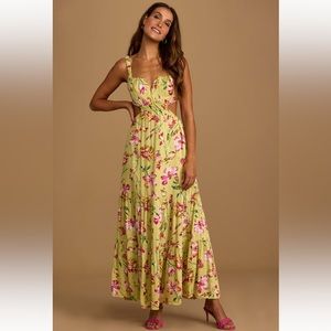 Floral cutout maxi dress